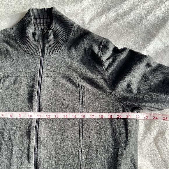 RW&CO. Men's Full Zip-Up Sweater Ribbed Cardigan Dark Grey, Classic Style, XL - Picture 8 of 10